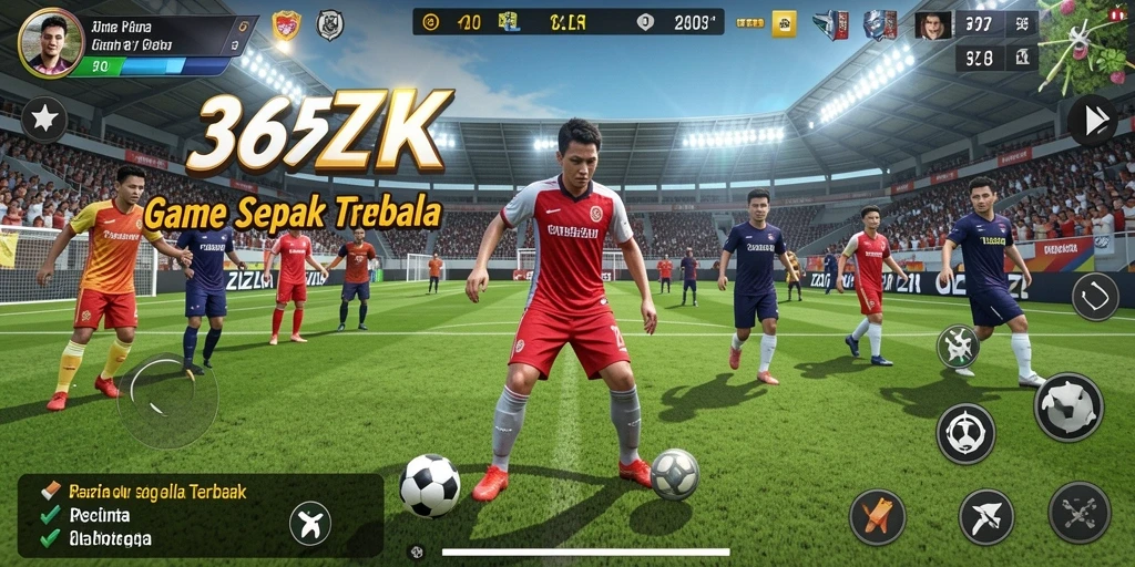Screenshot gameplay 365ZK yang menampilkan pertandingan sepak bola yang seru.