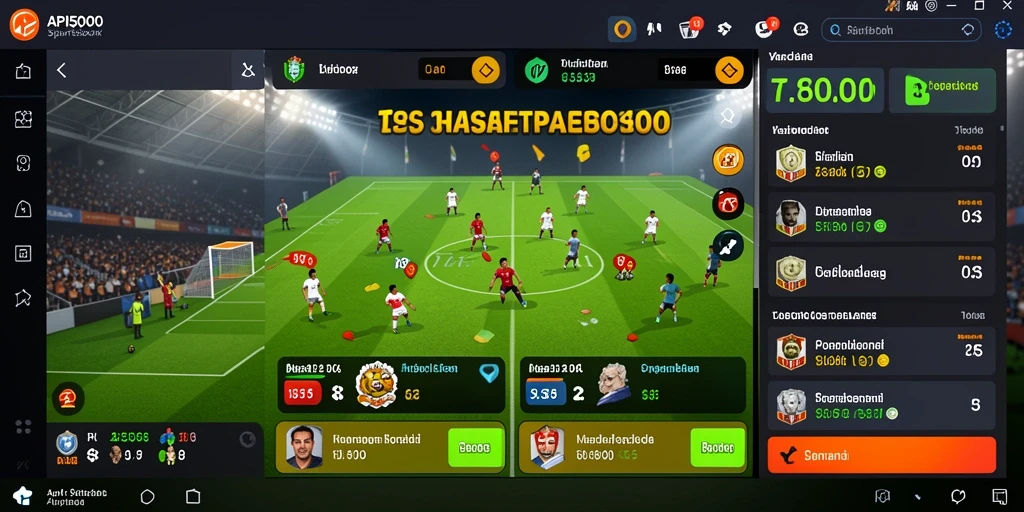 Tampilan aplikasi API5000 menampilkan momen seru dalam taruhan Sportsbook.