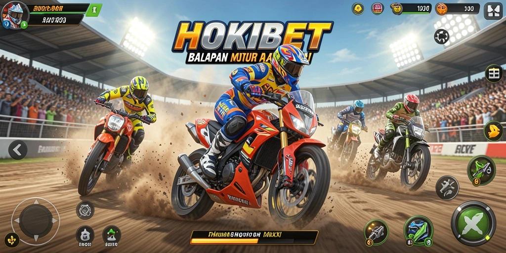 Gameplay balapan motor yang mendebarkan di HOKIBET.