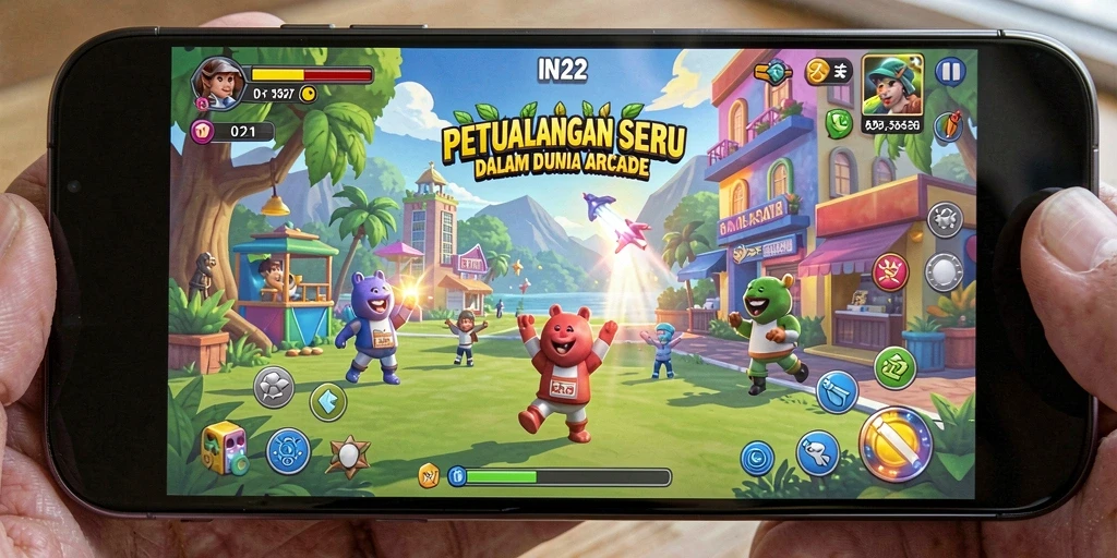 Screenshot IN22 menampilkan aksi seru dalam gameplay Arcade.