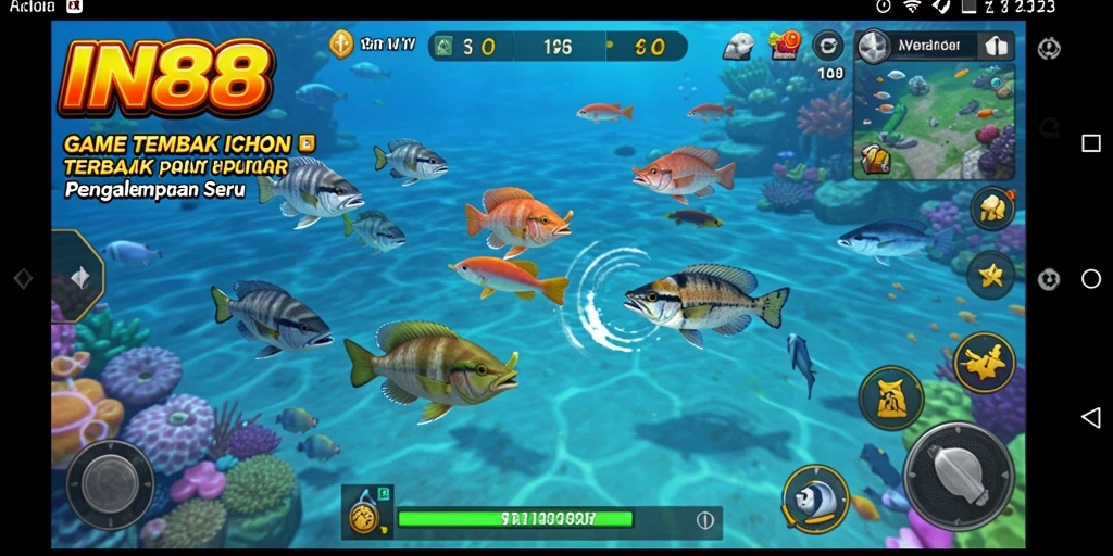 Tampilan gameplay seru dalam IN88 saat berburu ikan.