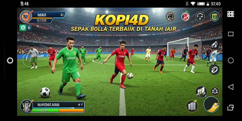Tampilan permainan KOPI4D menampilkan aksi sepak bola yang mendebarkan.