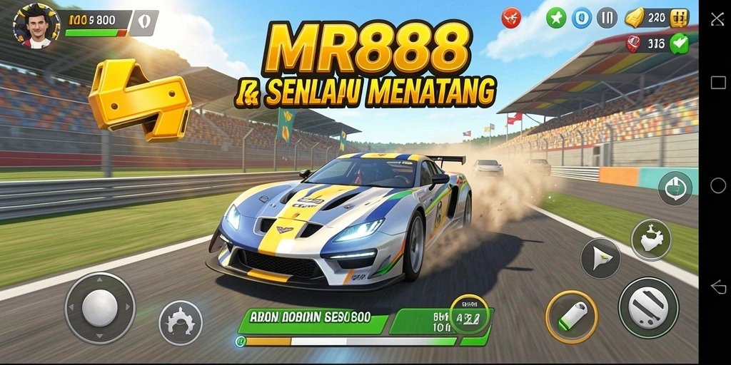 Tampilan aksi balapan yang mendebarkan dalam MR888.