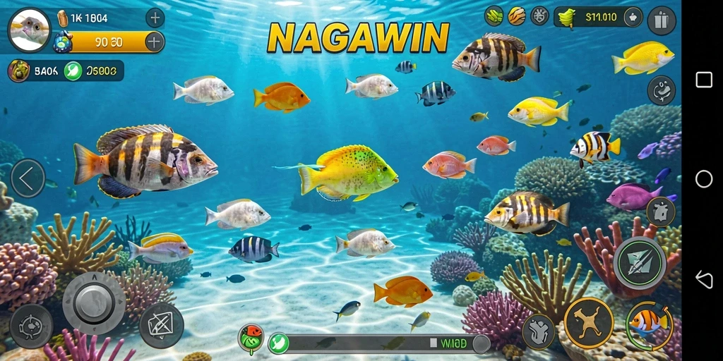 Tampilan menarik dari gameplay Tembak Ikan NAGAWIN.