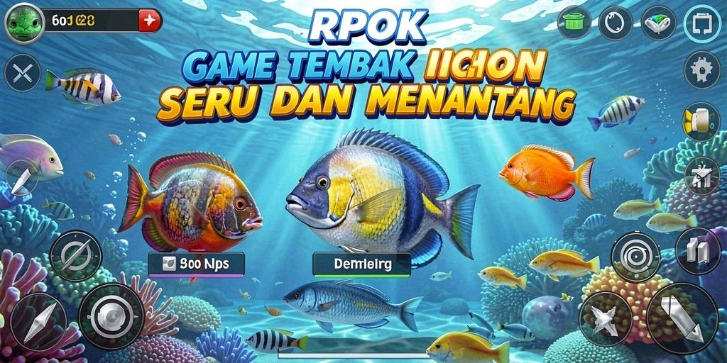 Tangkapan layar gameplay RPOK menampilkan aksi menembak ikan yang seru.