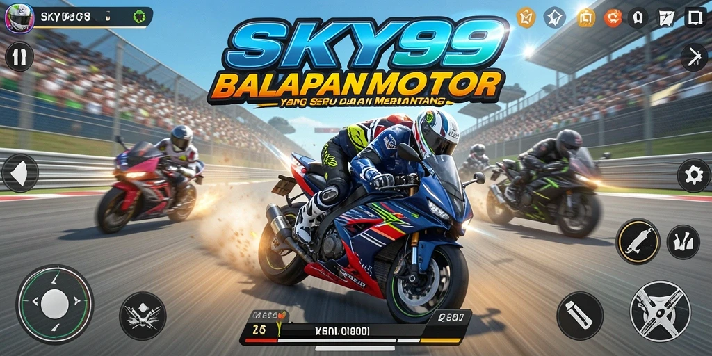 Gameplay seru di trek balapan motor yang menantang.