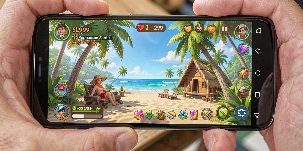 Tampilan dinamis dan cerah dari gameplay SL999 yang menyenangkan.