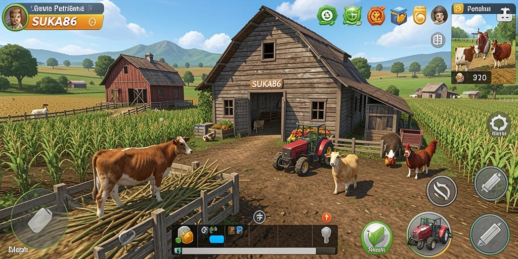 Screenshot gameplay <strong>SUKA86</strong> menampilkan aktivitas bertani yang seru dan menyenangkan.