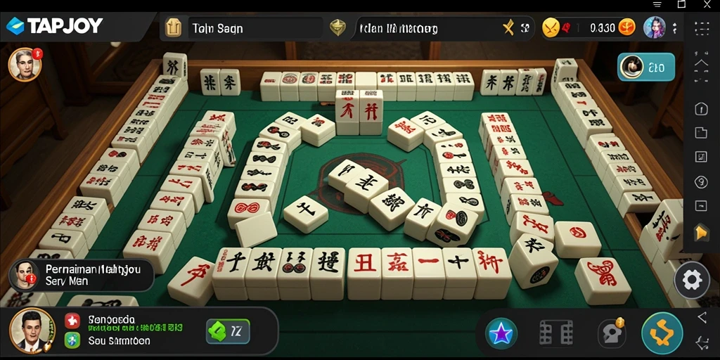 Screenshot gameplay TAPJOY menampilkan keseruan permainan Mahjong.
