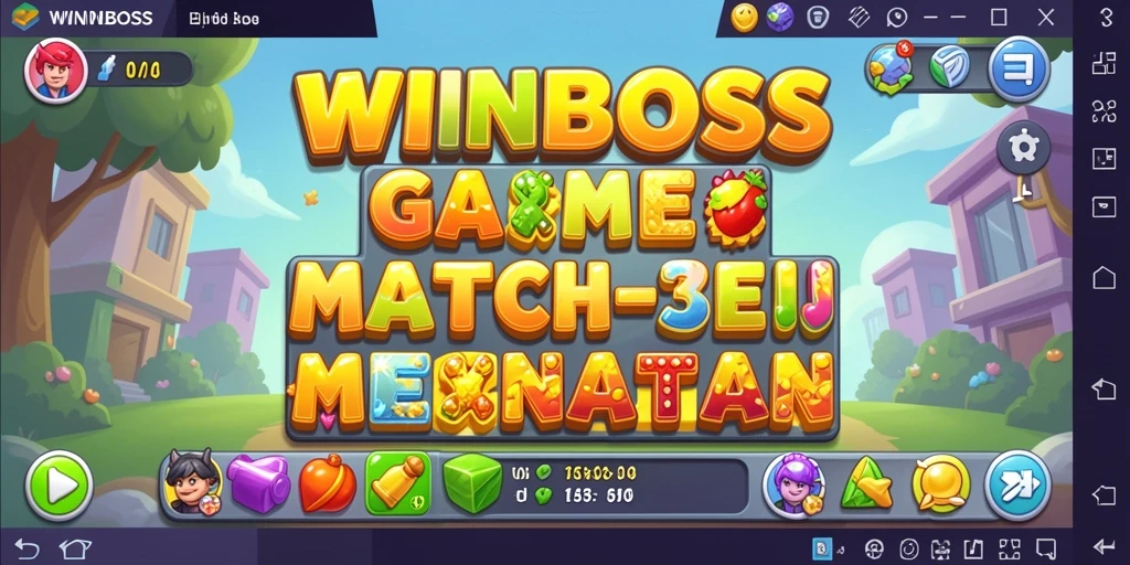 Tampilan gameplay seru di WINBOSS dengan pencocokan item berwarna-warni.