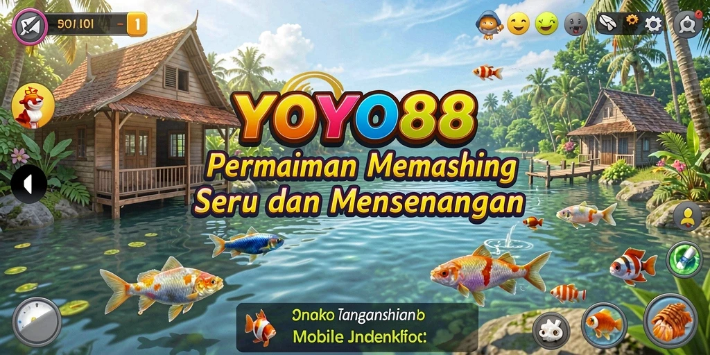 Screenshot gameplay YOYO88 yang menunjukkan serunya memancing di alam terbuka.